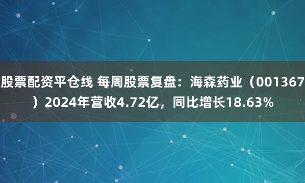股票配资平仓线 每周股票复盘：海森药业（001367）2024年营收4.72亿，同比增长18.63%