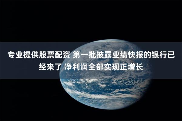 专业提供股票配资 第一批披露业绩快报的银行已经来了 净利润全部实现正增长